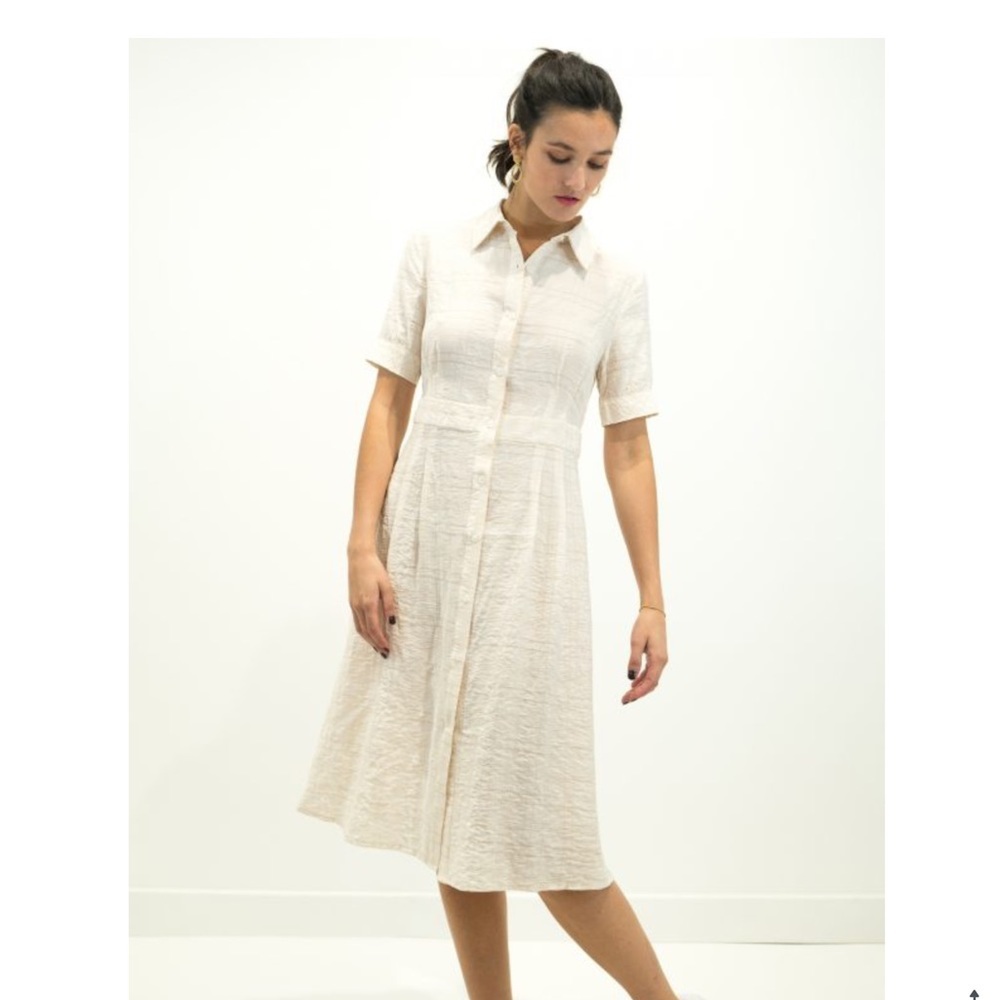 Anthropologie the korner Short Sleeve Button Down Dress size 8